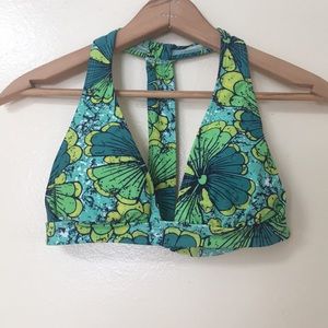 Green, aqua, yellow floral bikini